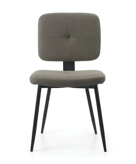 Frontal view of a modern grey padded dining chair with a minimalist design UT-C8542