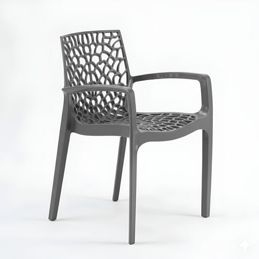 Modern Indoor / Outdoor Chair | Spiderweb Design & Stackable | YH-675