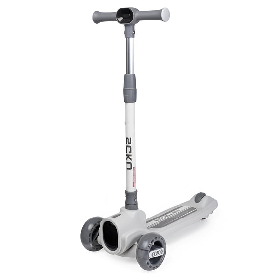 Grey scooter for kids with three wheels and adjustable height 103-160
