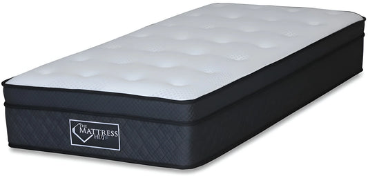 A white and black pocket spring mattress with a plush Euro top and a knitted fabric cover MP2305-1