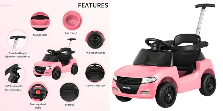 Toddler Push Car with Parent Handle | Ride-On Walker Toy | CH9958
