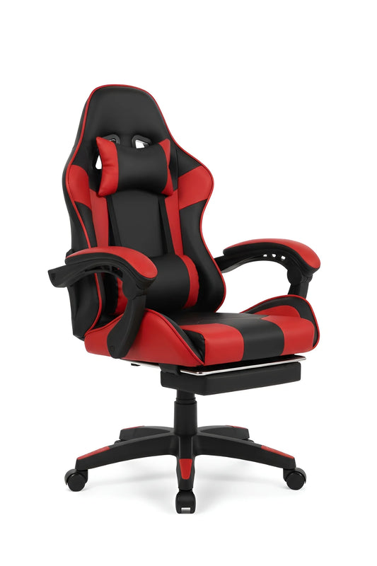 Black and red gaming chair on a white background