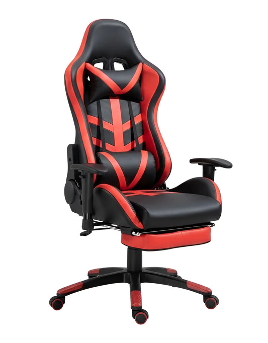 Black and red gaming chair on a white background