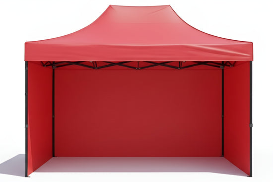Red Gazebo Steel 3m x 4.5m Heavy Duty 3 Side Walls, Outdoor Pop-Up Shelter & Weather Resistant on a white background