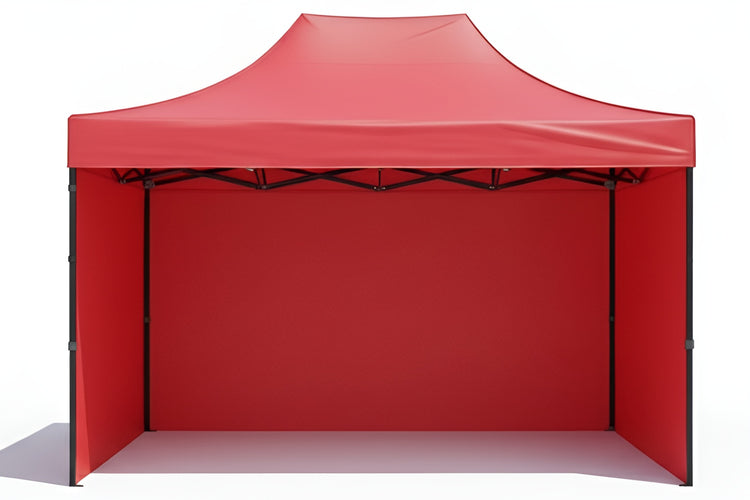Red Gazebo Steel 3m x 4.5m Heavy Duty 3 Side Walls, Outdoor Pop-Up Shelter & Weather Resistant on a white background