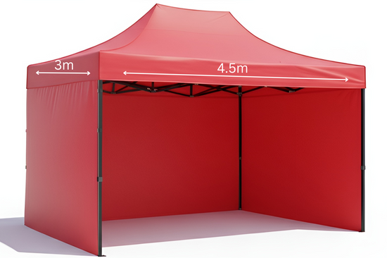 Red Gazebo Steel 3m x 4.5m Heavy Duty 3 Side Walls, Outdoor Pop-Up Shelter & Weather Resistant on a white background