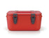 Frontal view of a red 8-litre heavy-duty insulated cooler bin with black latches and handle YS19022-102