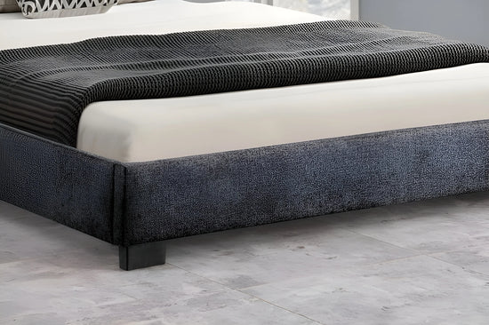 Silver chenille single bed frame with tufted an upholstered, button-tufted headboard (4022-3)