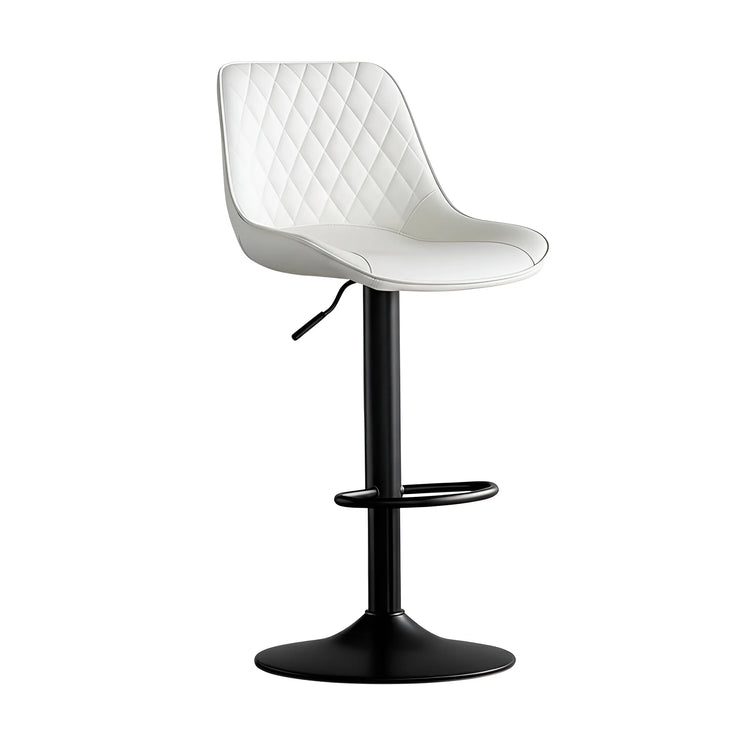UT-C8557 white Modern Quilted Bar Stool. Featuring a sleek design, diamond stitching, adjustable height & swivel. Perfect for kitchens & bars.