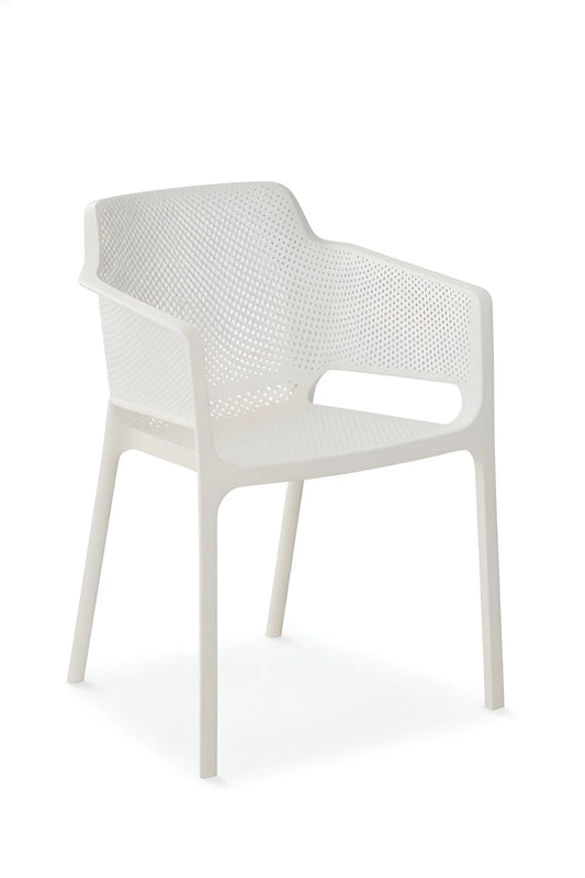 White modern indoor/outdoor mesh chair with armrests and a breathable design YH-376