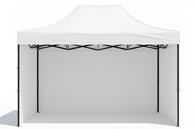 White Gazebo Steel 3m x 4.5m Heavy Duty 3 Side Walls, Outdoor Pop-Up Shelter & Weather Resistant on a white background