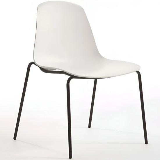 White dining chair on a white background