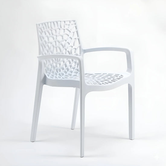 White chair with a modern design on a white background
