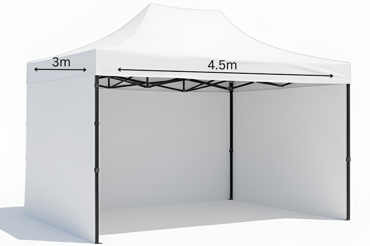 White Gazebo Steel 3m x 4.5m Heavy Duty 3 Side Walls, Outdoor Pop-Up Shelter & Weather Resistant on a white background