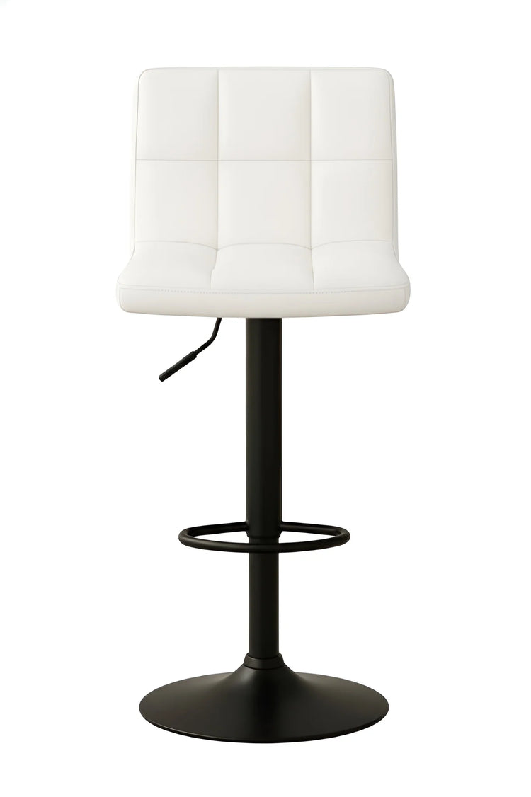 White bar stool with black base on a white background