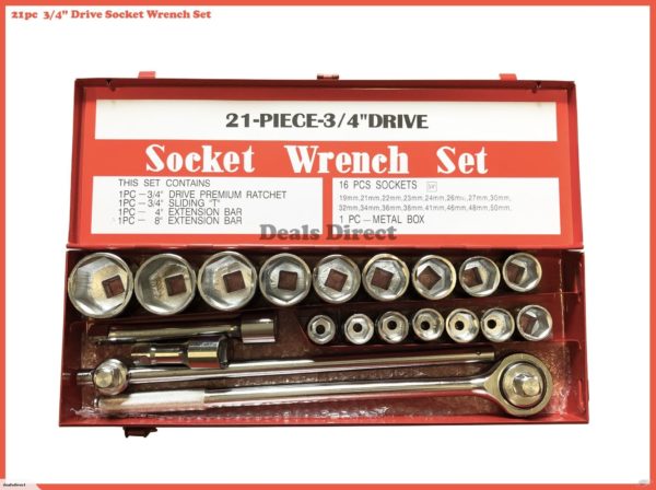 SOCKET WRENCH SET 3/4" 21PC