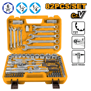 Combination Socket & Spanner 82pc Set 1/2" & 1/4"