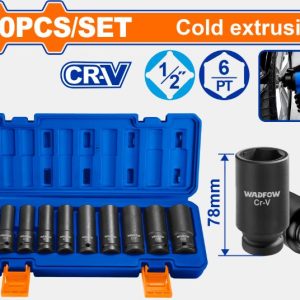 10pc Socket Set Deep Impact 1/2" WMS2D02